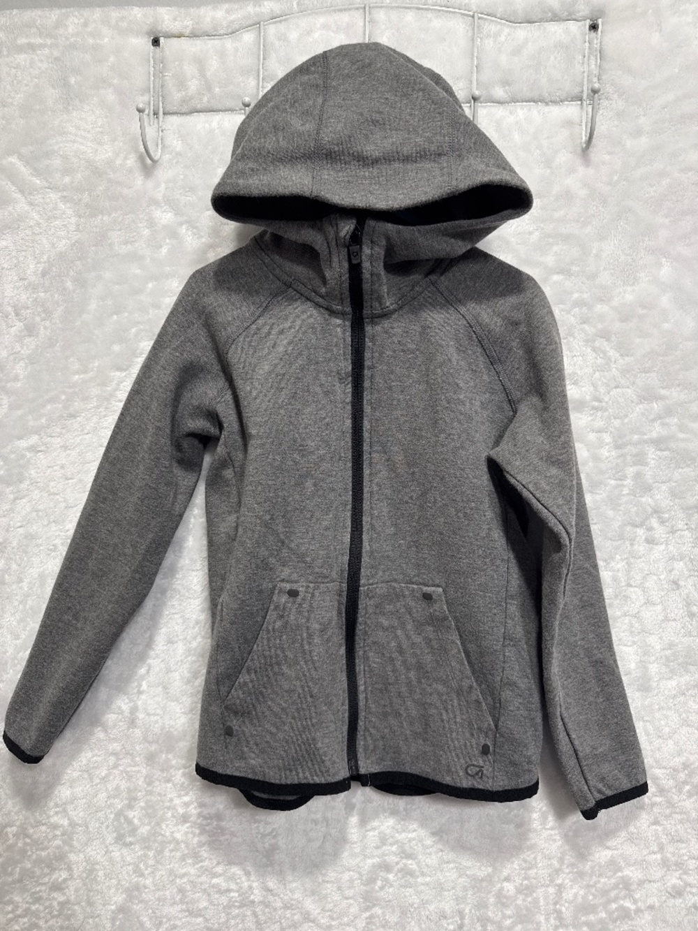 Gap Fit Hoodie sweater full zip unisex kids size small in gray